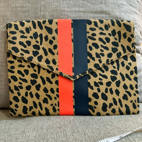 Stella & Dot Leopard Print Clutch with Stripes - Picture 1 of 4
